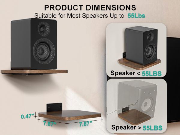 Heavy Duty Floating Speaker Shelves Wall Mounted