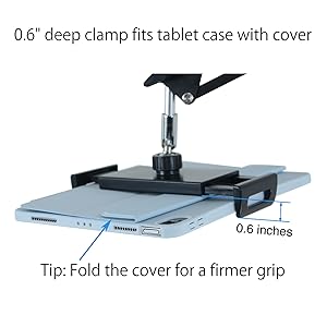 This heavy duty base tablet stand has a wide range of compatibility.