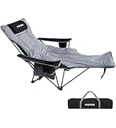 POEPORE Reclining Camping Chair with Removable Footrest Lounge Chair with Headrest, Cotton Cushio...