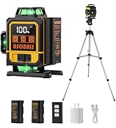 Laser Level 4x360° Self Leveling with Tripod &amp; LCD Touch Screen, 4D Lazer Leveler Tool Green Cros...