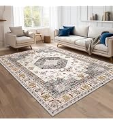 HappyTrends 4x6 Boho Area Rug Large Non Slip Washable Area Rugs Bohemian Vintage Carpet Outdoor R...
