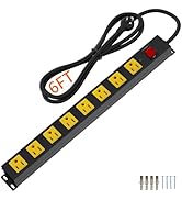 8 Outlet Long Power Strip -2100J Surge Protector Heavy Duty 6FT Extension Cord and Wall Mount Met...