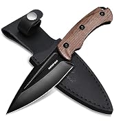 Mossy Oak Full-tang Fixed Blade Knife with Leather Sheath, Stainless Steel Blade, Outdoor Knives ...