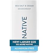 Native Aluminum Free Deodorant, Sea Salt &amp; Cedar, Large Size Stick, 72 Hour Odor Control, for Wom...