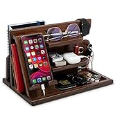 Wood Phone Docking Station Ash Key Holder Wallet Amber Stand Watch Organizer Men Husband Wife Ann...