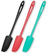3-Pack Silicone Jar Spatulas, Vovoly Small Seamless Design Rubber Scraper with Stainless Steel Co...