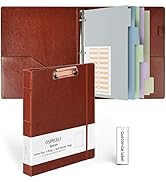 Ospelelf 3 Ring Binder with Clipboard 1 Inch Leather Binder for Letter Size (8.5" x 11"), Clipboa...