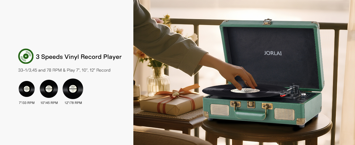 Record Player Portable with Bluetooth Connection USB Playback