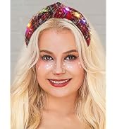 Latious Light Up Christmas Headbands Xmas Chain Wide Knotted Headband LED Knot HairBand Santa Par...
