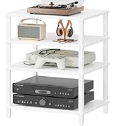 4-Tier AV Media Player Stand, White Stereo Cabinet, Modern Stereo Cabinet, Wooden TV Stand,Game C...