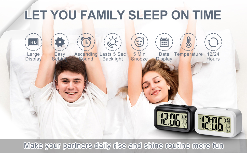 the family sleep on the bed