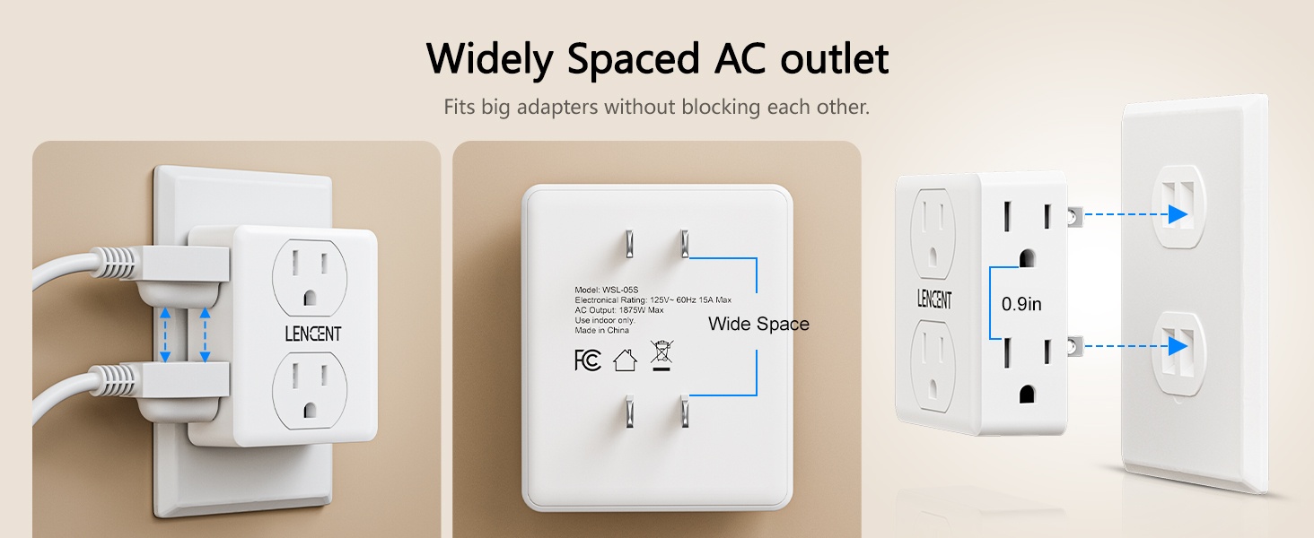 Wide Spaced AC Outlet
