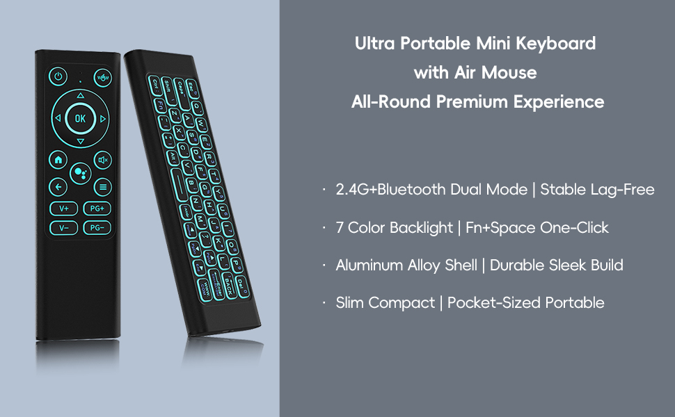 ultra portable mini keyboard with air mouse