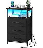 Yoobure Night Stand with Charging Station, 16 Colors LED Nightstand with USB Ports and Outlets, E...