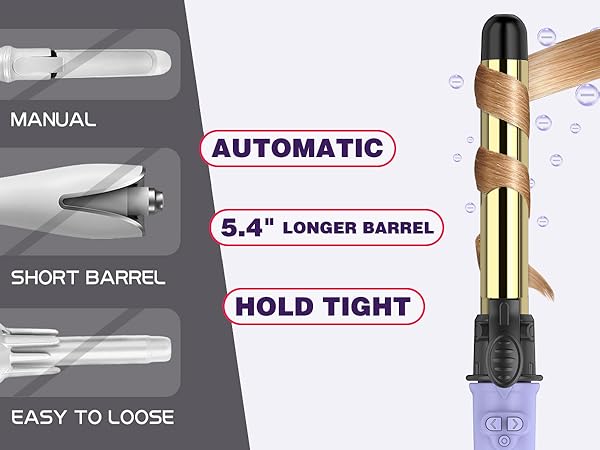 Automatic long barrel curling iron