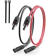YHPWOQ 3Ft Solar Extension Cable, 10AWG Solar Panel Cable with Waterproof Connectors, Red and Bla...