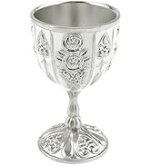 DOERDO Chalice Goblet Royal Wine Cups Metal Embossed Wine Liqueur Cup for Home Bar, Party, Weddin...