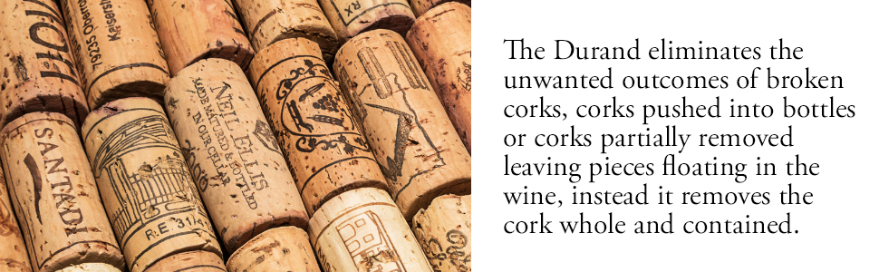 eliminates broken corks, cork pushed into bottle, partially removed cork, cork pieces floating