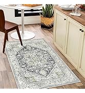 LIVEBOX Washable Area Rug 3x5 - Boho Non-Slip Indoor Rug for Kitchen Entryway, Low-Pile Front Doo...