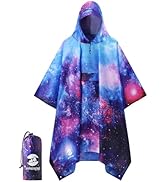 SaphiRose Extra Thick Hooded Rain Poncho Double Layer Waterproof Raincoat Jacket for Men Women Ad...