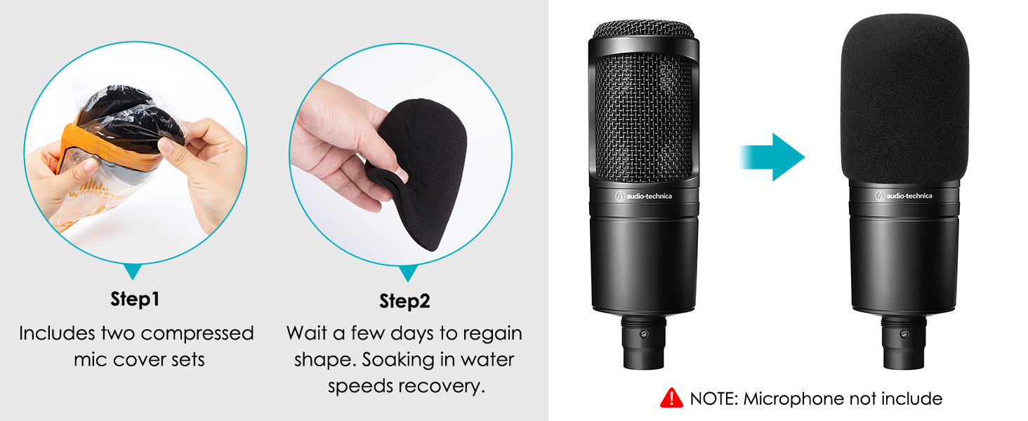 2 Pack Large Size Microphone Cover for Audio Technica AT2020 and Other Large Microphones