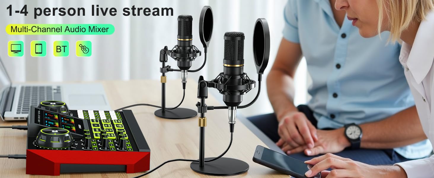 audio mixer dj mixer streaming accessories sound board podcast equipment usb audio interface