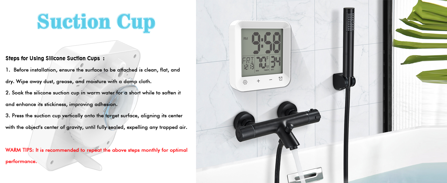Waterproof Shower Clock with Timer
