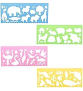 Template for Drawing,4 Pack Clear Ruler Animal-Shaped Stencils Drafting Tools Set Stencil Maker R...