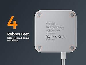 Extension Cord Flat Power Strip 15 FT, TESSAN Surge Protector Power Strip with USB Ports