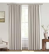 Natural Linen Pinch Pleated Blackout Curtains &amp; Drapes 96 Inch Long Bedroom/Livingroom Farmhouse ...