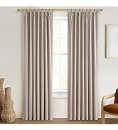 Pinch Pleated Farmhouse Curtains 100 Percent Blackout Window Dining Room Curtains 96 Inches Long ...
