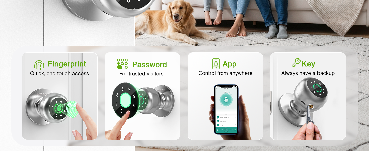 ghome smart door lock fingerprint keypad