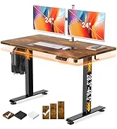 Veken 47.2" Standing Desk, Adjustable Height Office Desk with Wood Desktop, Computer Table for Ho...