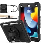 iPad 9th/ 8th/ 7th Generation Case 10.2’’ with Screen Protector Pencil Holder [360 Rotating Hand ...