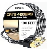 BUSOHE Cat 8 Ethernet Cable 100 FT, High Speed 40Gbps 2000Mhz Braided Network Internet Cable with...