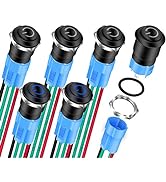 DaierTek 6pcs Latching Push Button Switch 12V LED Blue Waterproof ON Off Maintained 12 Volt 12mm ...