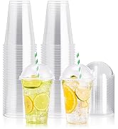 100 PACK 16 oz Clear Plastic Cups with Dome Lids, Disposable Dessert Cups, Parfait cups for Ice C...