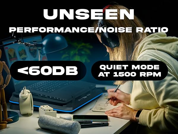 KLIM Turbofrost Gaming Laptop Cooling Pad - 4 Powerful Turbo Fans - 4 x 4000 RPM Dynamic RGB 4-Ports