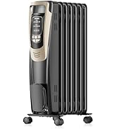 PELONIS Champagne Oil Filled Radiator Heater with Remote and Thermostat, 5 Temperature Settings f...