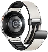 Charlam Magnetic Leather Bands Compatible with Samsung Galaxy Watch 7 Band 6 5 4 FE Active 2 40mm...