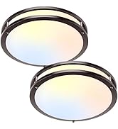 2-Pack 36W LED Ceiling Lights, 13inch Oil Rubbed Bronze Flush Mount Light Fixtures 3600LM 2700K/3...