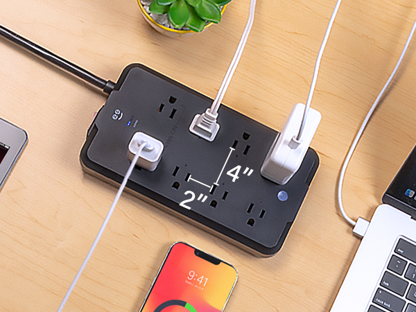 Geeni SW008 Surge Protector Widely Spaced Power Strip