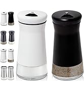 HOME EC Original Glass Salt and Pepper Shakers Set with Adjustable Pour Holes - Stainless Steel S...