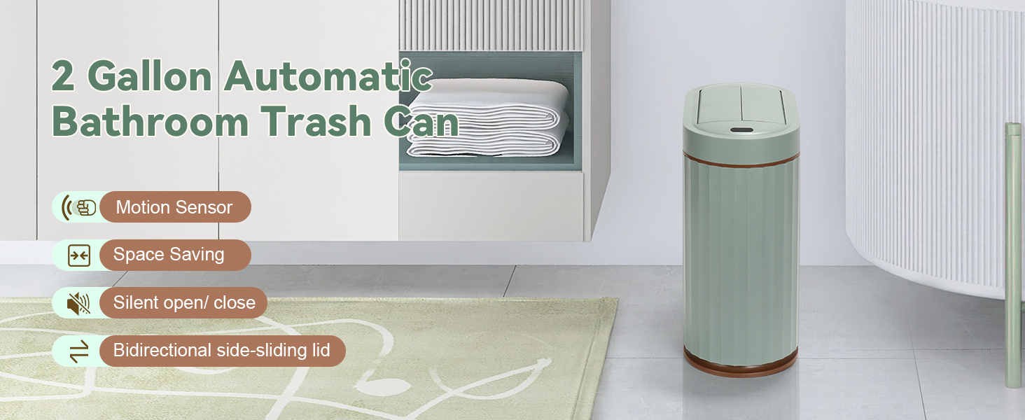 Green motion sensor smart trash can butterfly lid1
