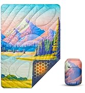 Gonex Camping Blanket with Aero-Warmth Tech Layer, Puffy Printed Packable Blanket Ultralight &amp; Wa...