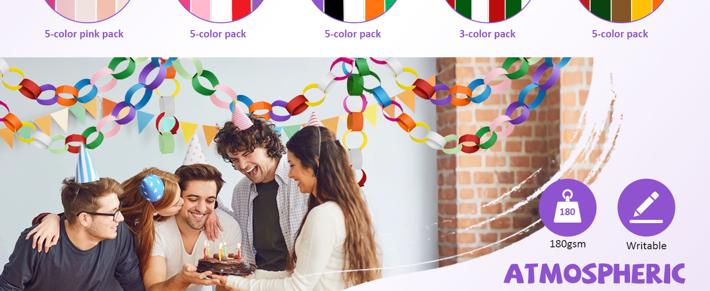 Paper garlands add to the festive atmosphere