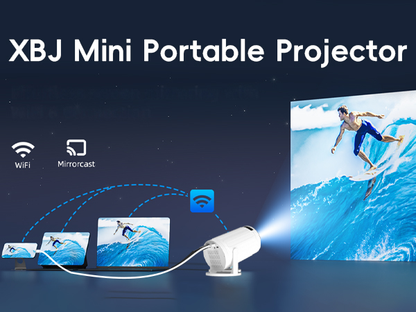 xbj mini projector with wifi and bluetooth 300 ansi built-in apps for bedrooms camping