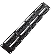 ZoeRax Cat6 48 Port Patch Panel, UTP 2U 19-Inch Rack Mount Network Panel, All-in-One Design with ...