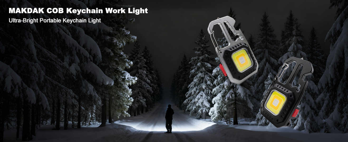 MAKDAK COB Keychain Work Light Ultra Bright portable mini flashlight