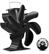 HIDALIFE Wood Stove Fan, Heat Powered with Magnetic Thermometer, 6-Blade Fireplace Fan for Gas/Lo...